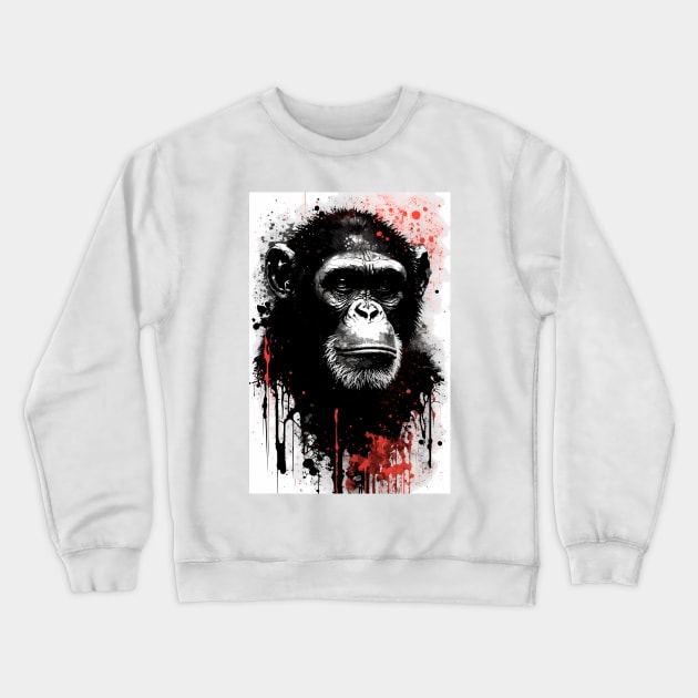 Chimpanzee Ink Painting Crewneck Sweatshirt by TortillaChief